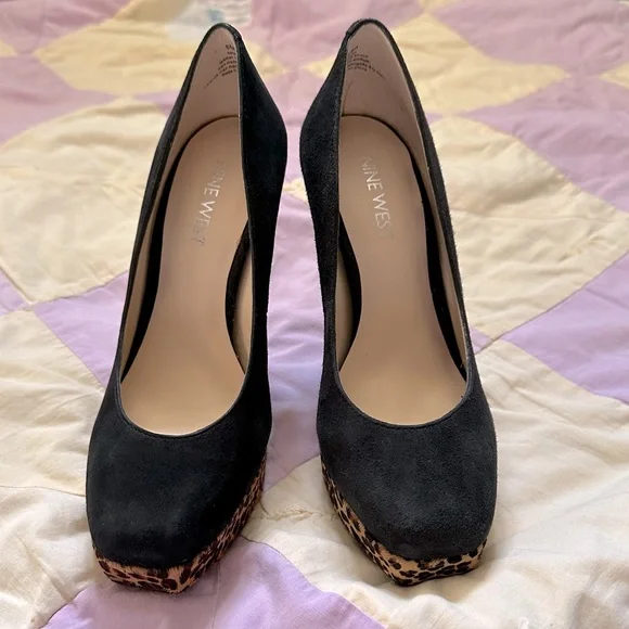 NINE WEST Black/Leopard Heels - Picture 2 of 10